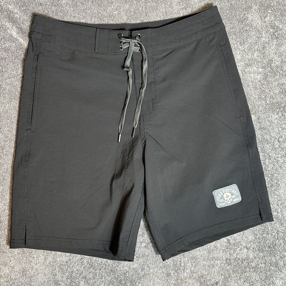 Zero Foxtrot Ripstop Board Shorts Mens M Black Swim Trunks Quick Dry  Hard Surf